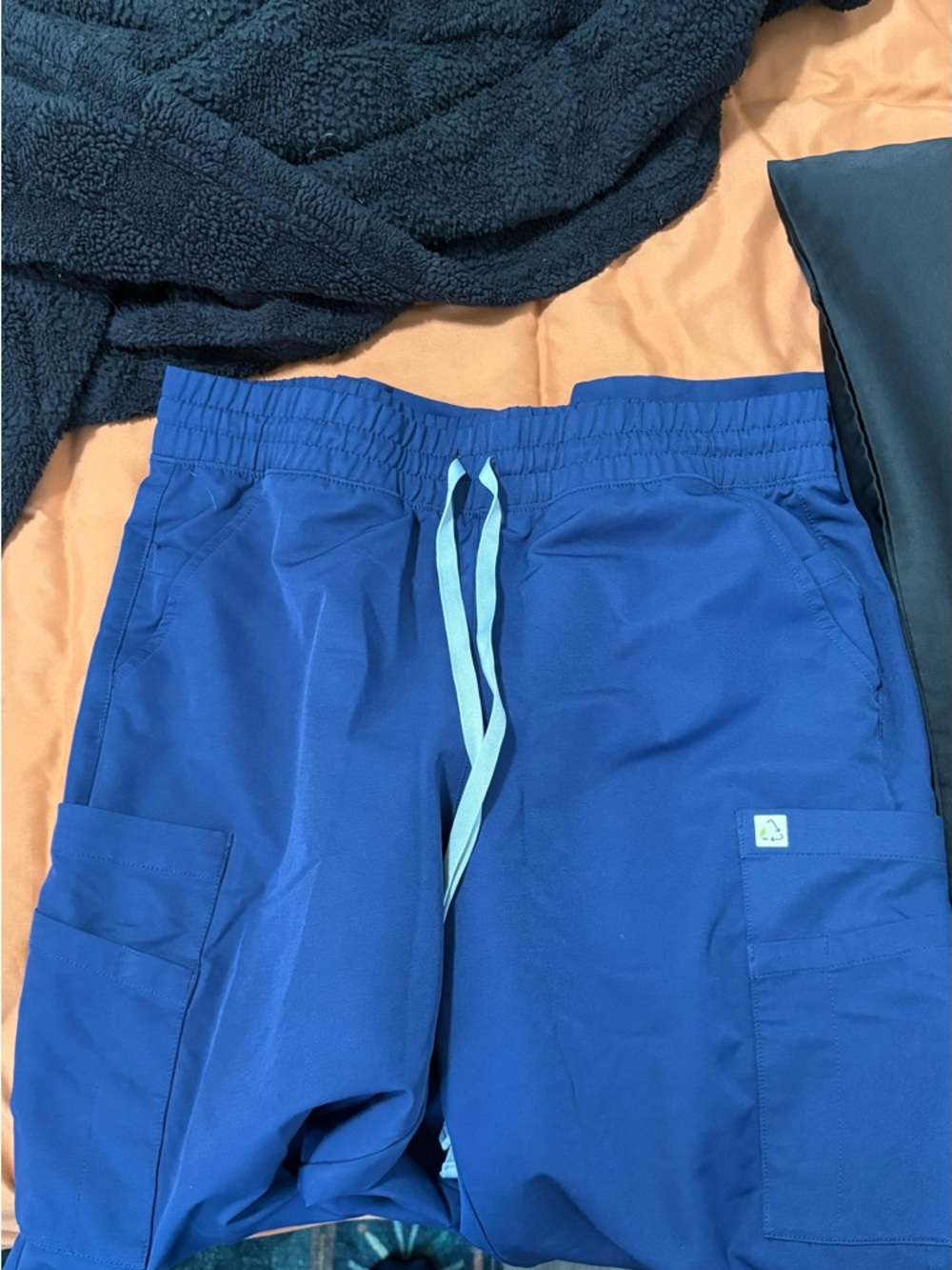 Navy Drawstring Cargo Scrub Pants